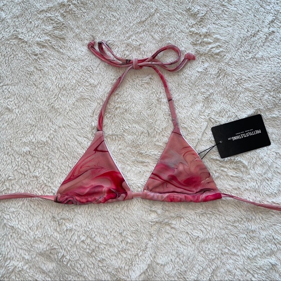 โผ๏ธ NWT ๐Hot PLT Pink Print Bikini Top ๐ plt bikini vacation PRETTY LITTLE THIN - Picture 6 of 7